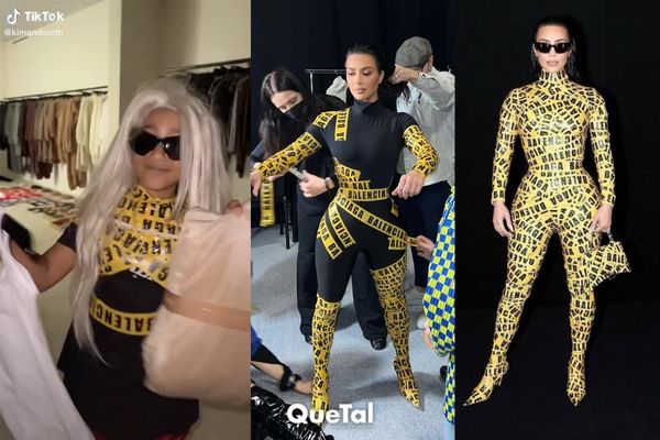 North West se burla del look de Kim Kardashian hecho de tape